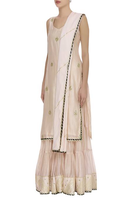 Neha Khullar_Pink Embroidery Round Gota And Sequin Kurta Sharara Set _Online_at_Aza_Fashions