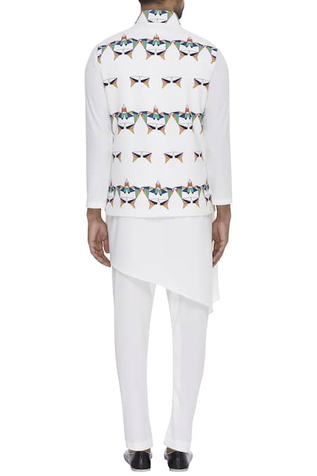 Nautanky Geometric Digital Printed Nehru Jacket 