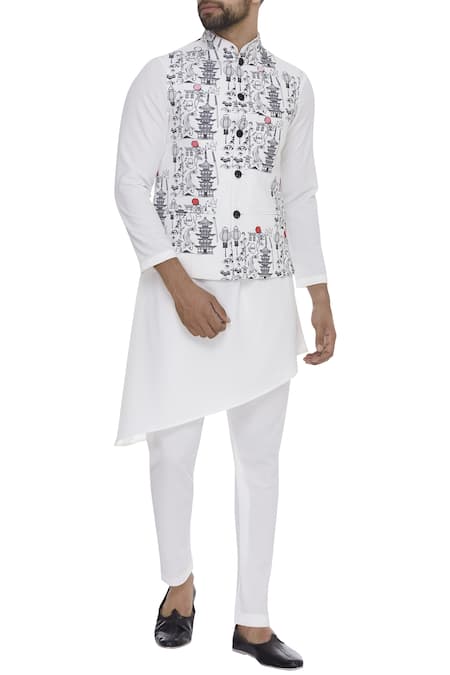 Nautanky Doodle Digital Printed Nehru Jacket 