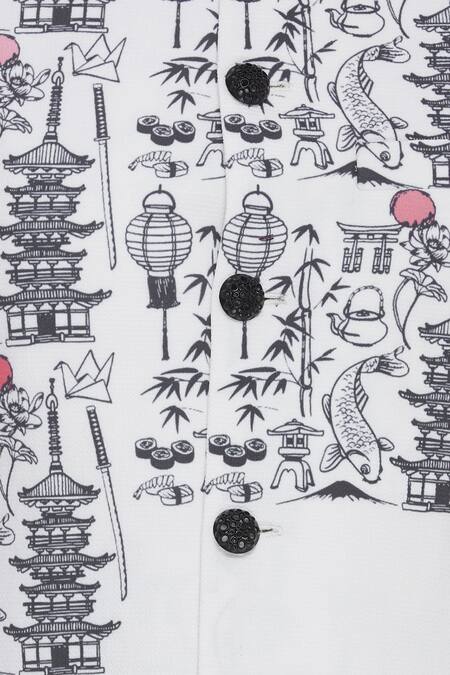 Nautanky_Black Snake Doodle Digital Printed Nehru Jacket _at_Aza_Fashions