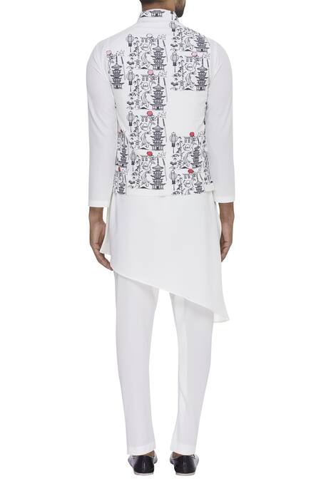 Nautanky Doodle Digital Printed Nehru Jacket 