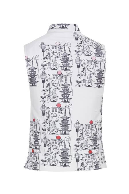 Shop_Nautanky_Black Snake Doodle Digital Printed Nehru Jacket _Online_at_Aza_Fashions