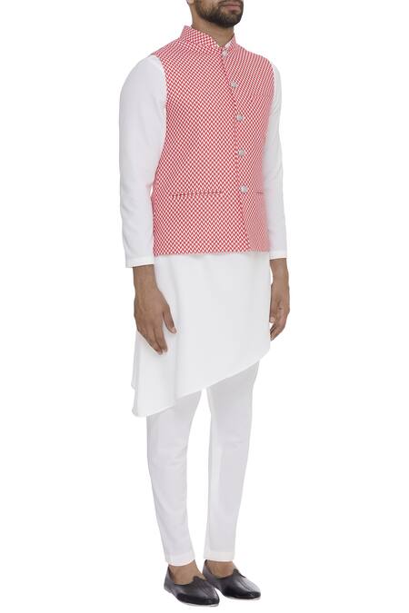 Nautanky_White Snake Printed Bundi _Online_at_Aza_Fashions