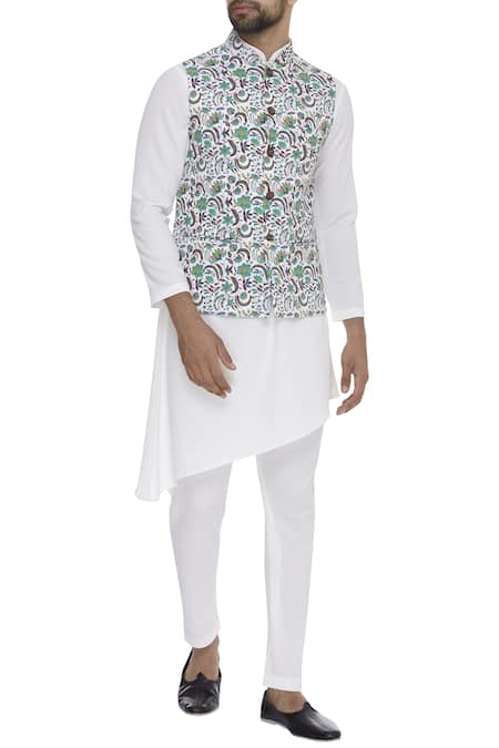 Nautanky Floral Jaal Digital Printed Nehru Jacket 