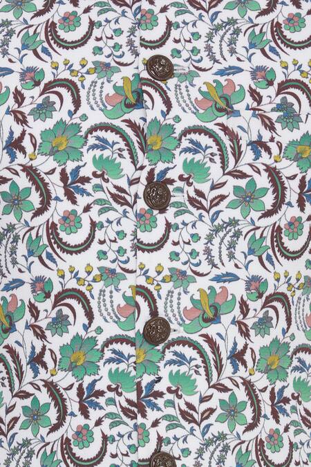 Nautanky_Blue Snake Floral Jaal Digital Printed Nehru Jacket _at_Aza_Fashions