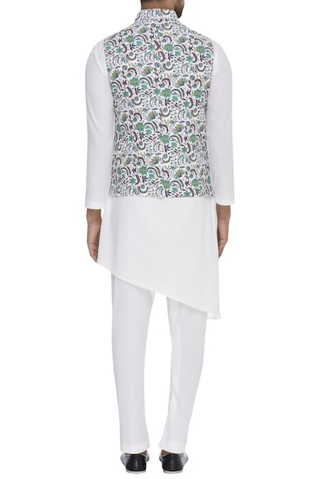 Nautanky Floral Jaal Digital Printed Nehru Jacket 