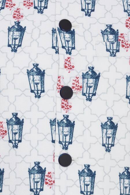 Nautanky_Blue Snake Digital Printed Nehru Jacket  _at_Aza_Fashions