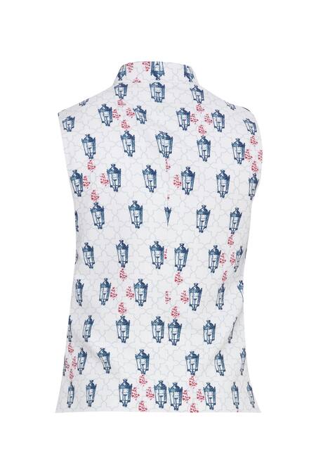 Shop_Nautanky_Blue Snake Digital Printed Nehru Jacket  _Online_at_Aza_Fashions