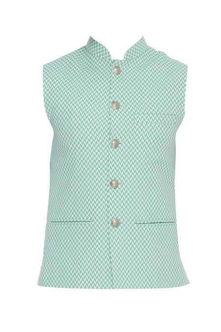 Buy_Nautanky_Green Snake Digital Printed Nehru Jacket _Online_at_Aza_Fashions