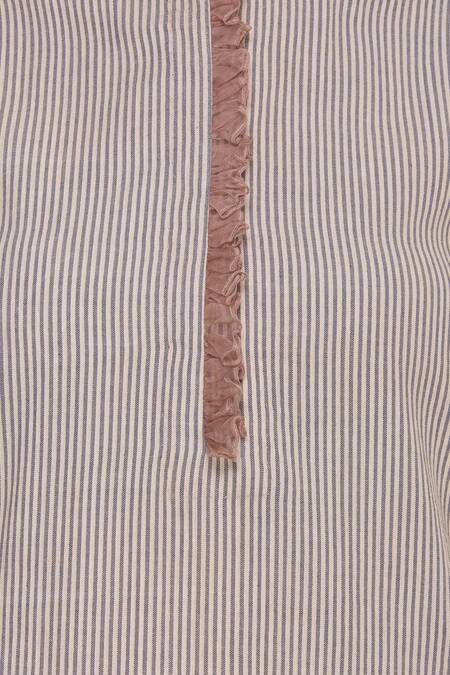 Aekatri Pink Striped Ruffle Detail Kurta Set 6