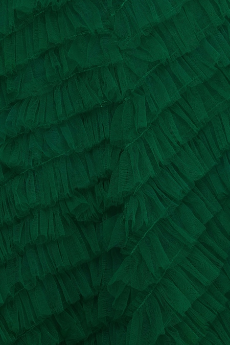 Nadine Dhody_Green Ruffle Lehenga Set_at_Aza_Fashions