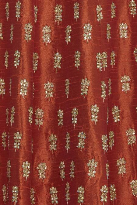 Vandana Sethi_Orange Round Embroidered Bridal Lehenga Set_at_Aza_Fashions