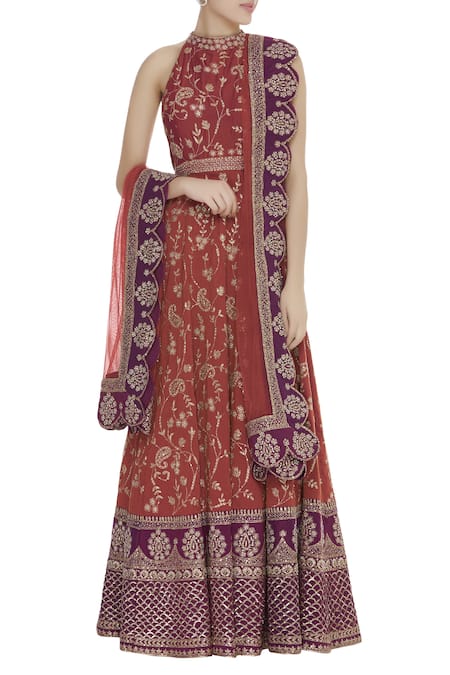 Vandana Sethi Embroidered Anarkali with Dupatta  