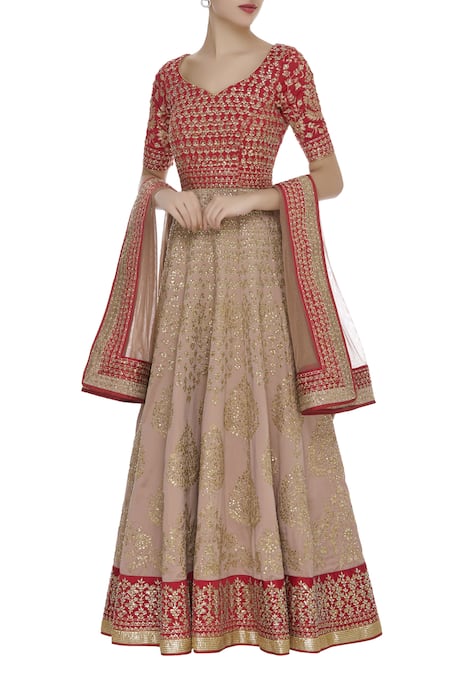 Vandana Sethi Embroidered Anarkali with Dupatta  