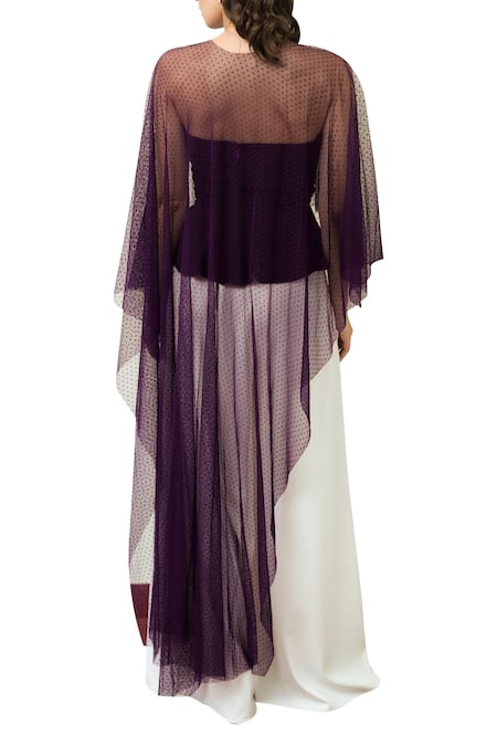 Swatee Singh Peplum Top With Asymmetric Cape 