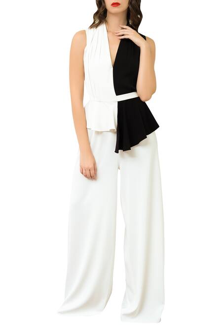 Swatee Singh White Colorblock Jumpsuit