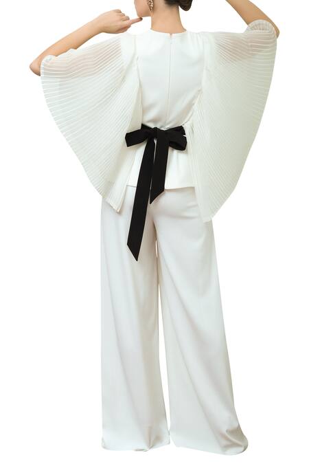 Shop_Swatee Singh_White Crepe Ruffled Jumpsuit_at_Aza_Fashions