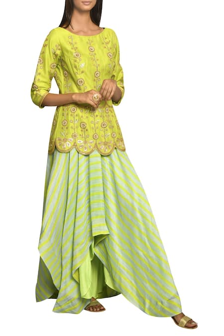 Swati Vijaivargie Chanderi Kurta Skirt Set 
