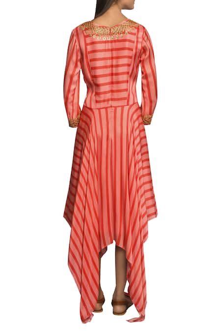 Swati Vijaivargie Asymmetric Striped Dress 