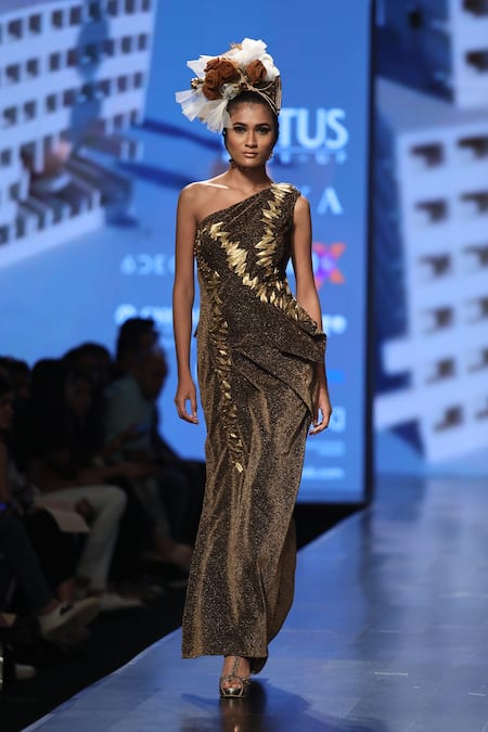 Nitin Bal Chauhan One Shoulder Gown 