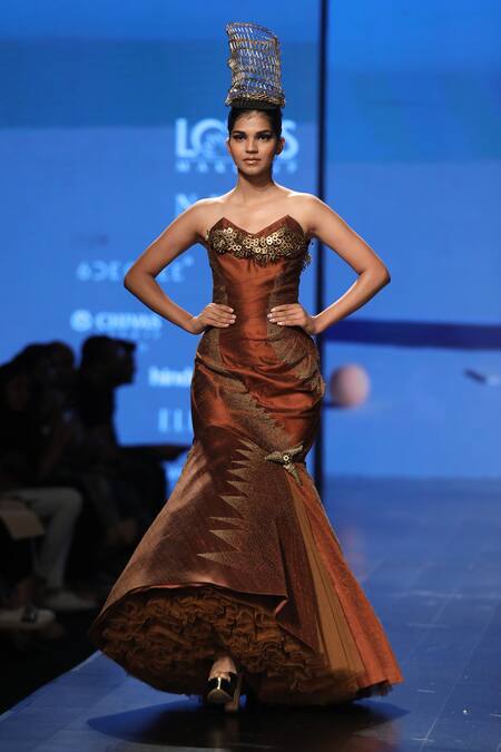 Nitin Bal Chauhan Embellished Fish Cut Gown 