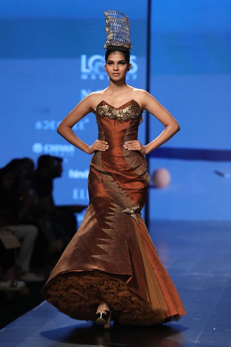 Nitin Bal Chauhan Embellished Fish Cut Gown 