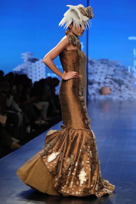 Nitin Bal Chauhan Embellished Mermaid Gown 