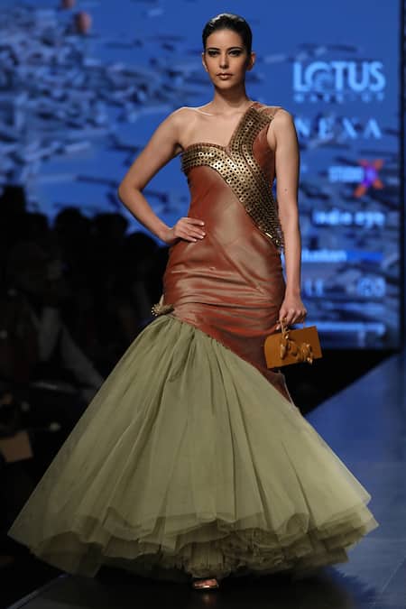 Nitin Bal Chauhan One Shoulder Gown 