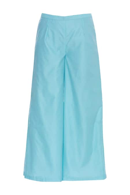 Shop_Preeti S Kapoor_Blue Round Chanderi Kurta Set _Online_at_Aza_Fashions