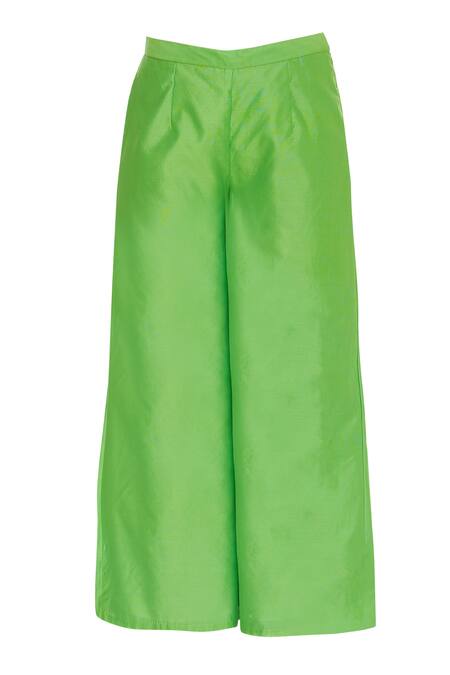 Shop_Preeti S Kapoor_Green Round Embroidered Kurta Palazzo Set _Online_at_Aza_Fashions