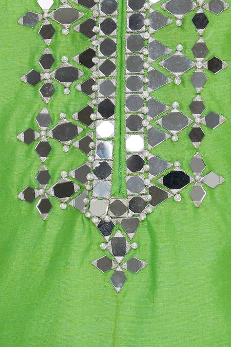 Preeti S Kapoor_Green Round Embroidered Kurta Palazzo Set _at_Aza_Fashions