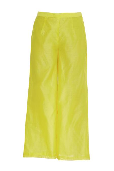 Shop_Preeti S Kapoor_Yellow Round Chanderi Embroidered Kurta Set_Online_at_Aza_Fashions