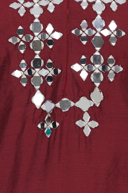 Preeti S Kapoor_Red Round Chanderi Kurta Set_at_Aza_Fashions