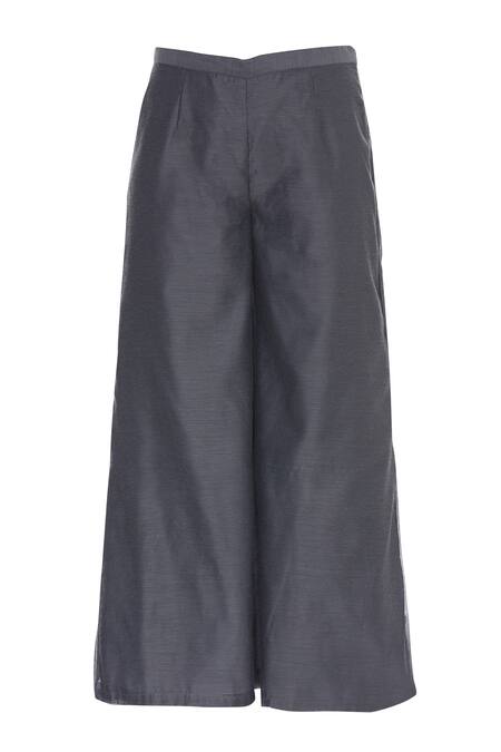 Shop_Preeti S Kapoor_Grey Round Embroidered Kurta Palazzo Set_Online_at_Aza_Fashions