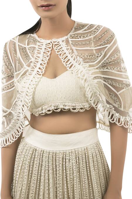 Buy Ridhima Bhasin Off White Embroidered Cape And Lehenga Set Online at Aza Fashions Buy_Ridhima Bhasin_Off White Embroidered Cape And Lehenga Set_Online_at_Aza_Fashions