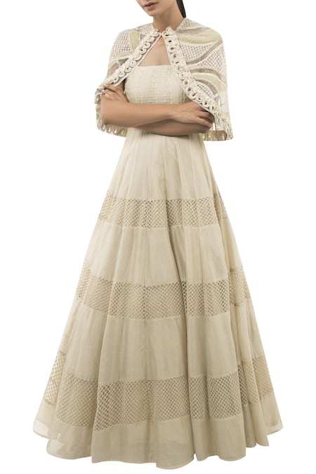 Ridhima Bhasin Off White Anarkali With Embroidered Cape