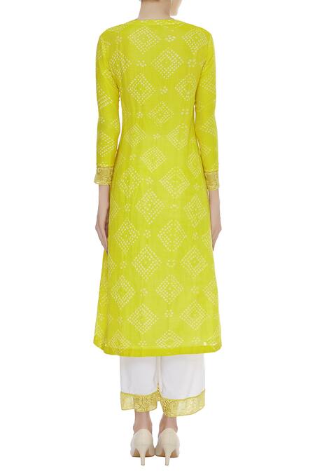 Shop Anjul Bhandari Yellow Hand Woven Kurta With Palazzos at Aza Fashions Shop_Anjul Bhandari_Yellow Hand Woven Kurta With Palazzos_at_Aza_Fashions
