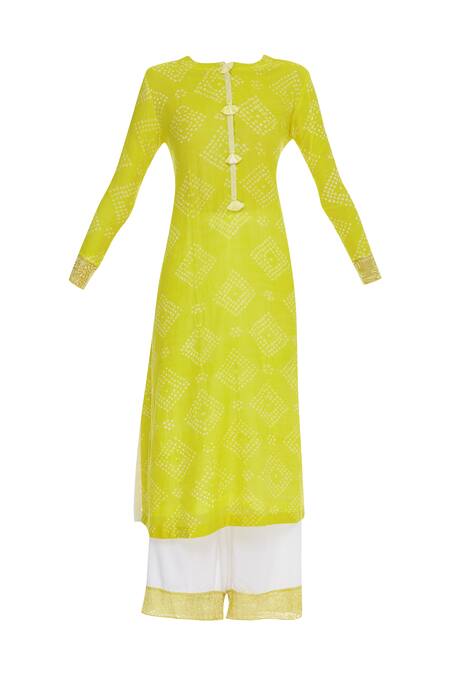 Buy Anjul Bhandari Yellow Hand Woven Kurta With Palazzos Online at Aza Fashions Buy_Anjul Bhandari_Yellow Hand Woven Kurta With Palazzos_Online_at_Aza_Fashions