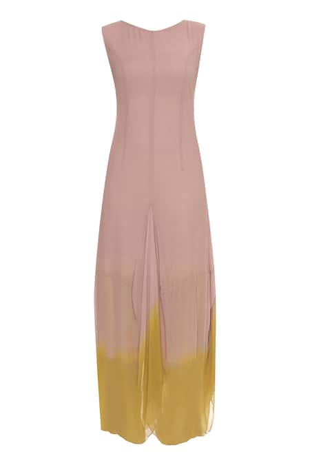 Shop_Kavita Bhartia_Yellow Embroidered Asymmetric Jacket And Dress  _Online_at_Aza_Fashions