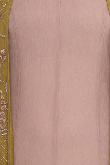 Kavita Bhartia_Yellow Embroidered Asymmetric Jacket And Dress  _at_Aza_Fashions