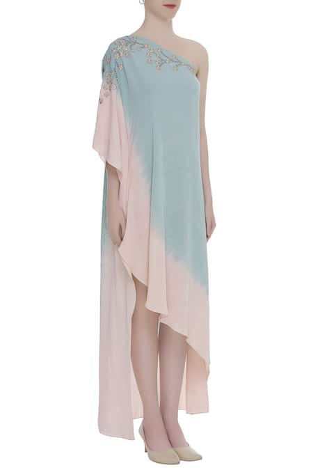 Kavita Bhartia_Blue One Shouldered Asymmetric Dress _Online_at_Aza_Fashions