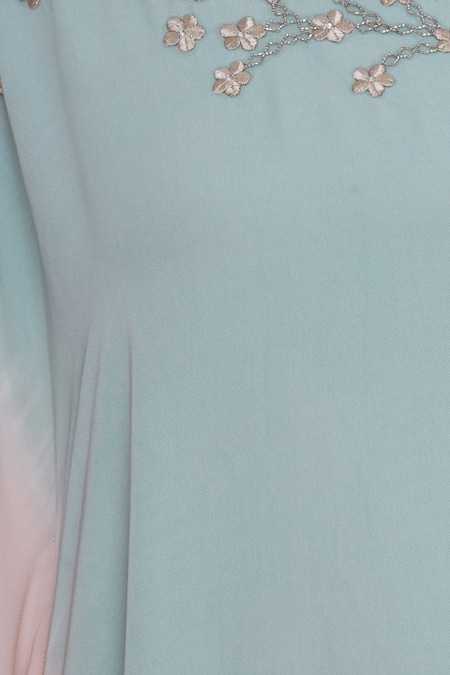 Kavita Bhartia_Blue One Shouldered Asymmetric Dress _at_Aza_Fashions