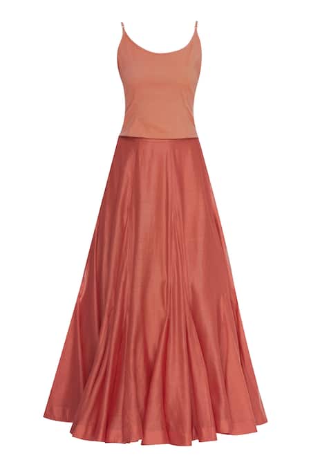 Shop_Kavita Bhartia_Orange Embroidered Cape Lehenga Set_Online_at_Aza_Fashions