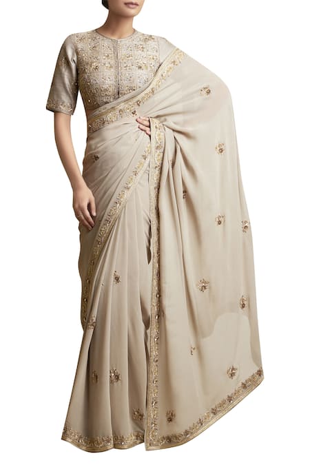 Sue Mue Saree with Metallic Embroidery & blouse 