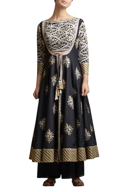 Sue Mue Embroidered Kalidar Jacket Palazzo Set 