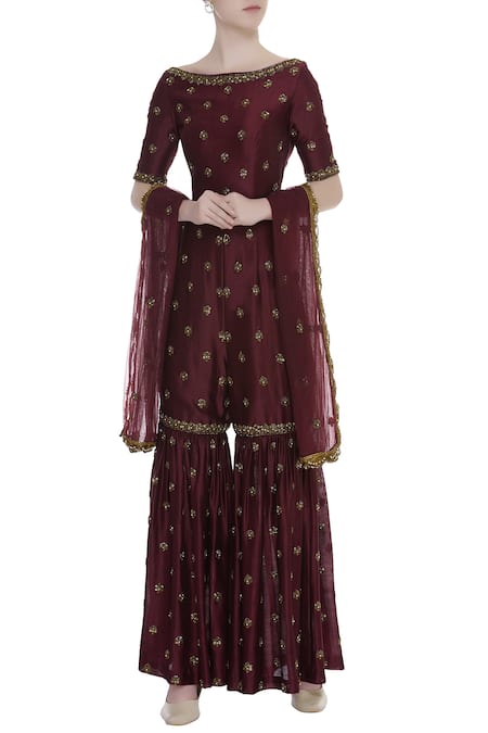 Rajat K Tangri Embroidered sharara jumpsuit with dupatta 