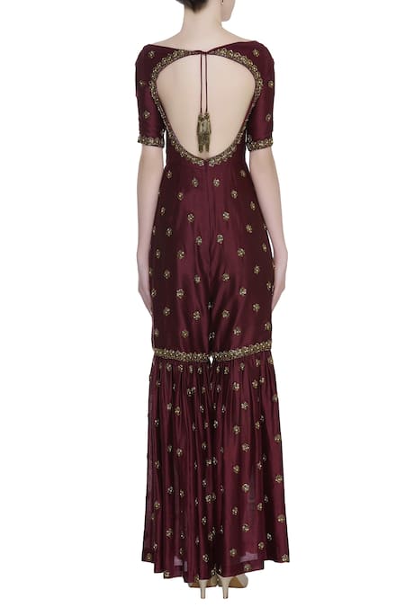 Rajat K Tangri Embroidered sharara jumpsuit with dupatta 