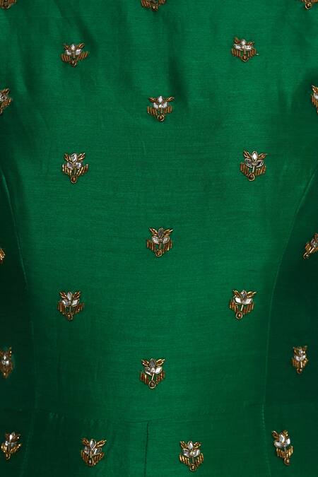 Rajat K Tangri_Green Boat Neck Hand Embroidered Sharara Jumpsuit _at_Aza_Fashions