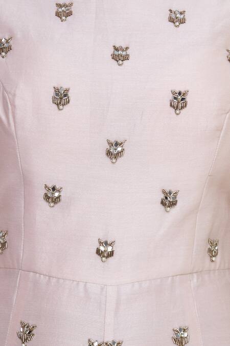 Rajat K Tangri_Off White Boat Neck Booti Hand Embroidered Jumpsuit Sharara With Dupatta _at_Aza_Fashions