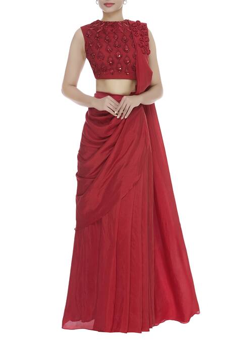 Bhumika Sharma Pre Draped Saree With Embroidered Blouse